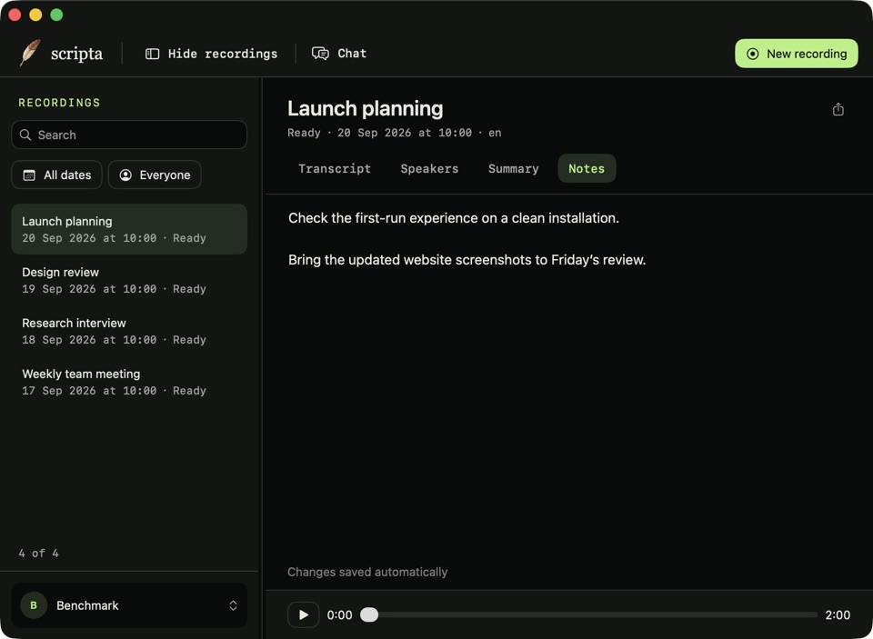 Scripta for Mac: Keep Your Notes